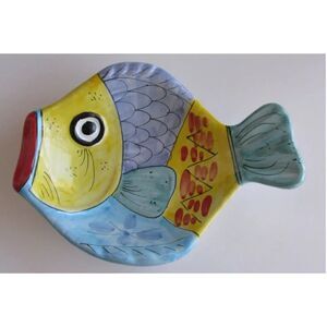 Vintage Italian Vietri Desuir Hand-Painted Ceramic WALL PLAQUE 3D